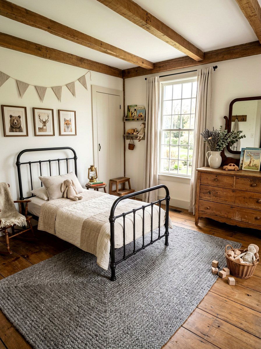 Vintage Farmhouse Toddler Room - 30 neutral toddler room ideas