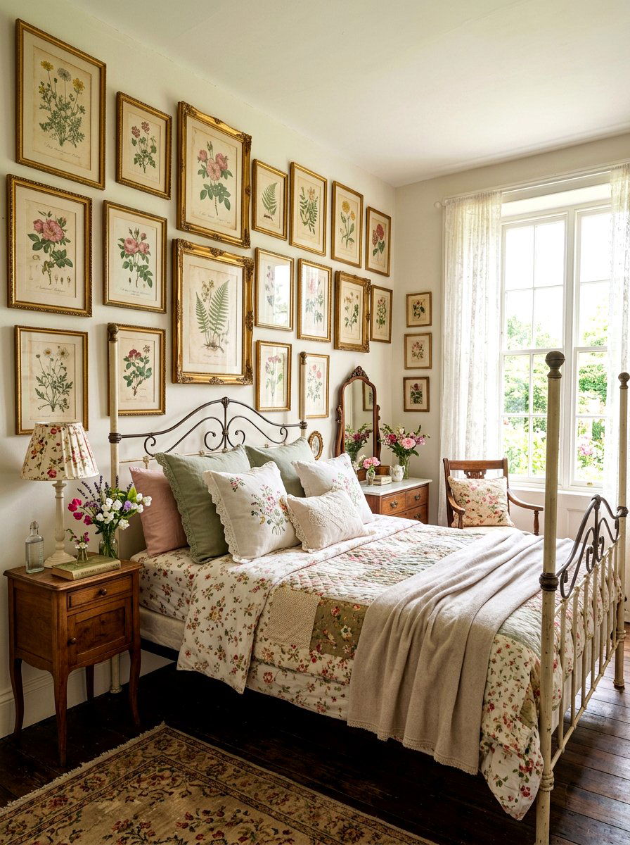 Vintage Floral Accents - 30 summer bedroom decor ideas