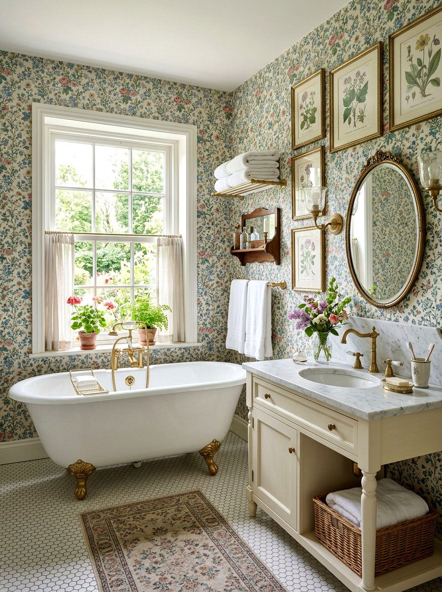 Vintage Floral Bathroom - 30 flower room ideas