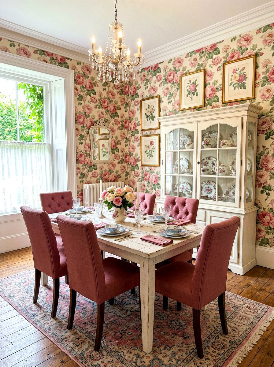 Vintage Floral Dining Room - 30 tea party dining room ideas
