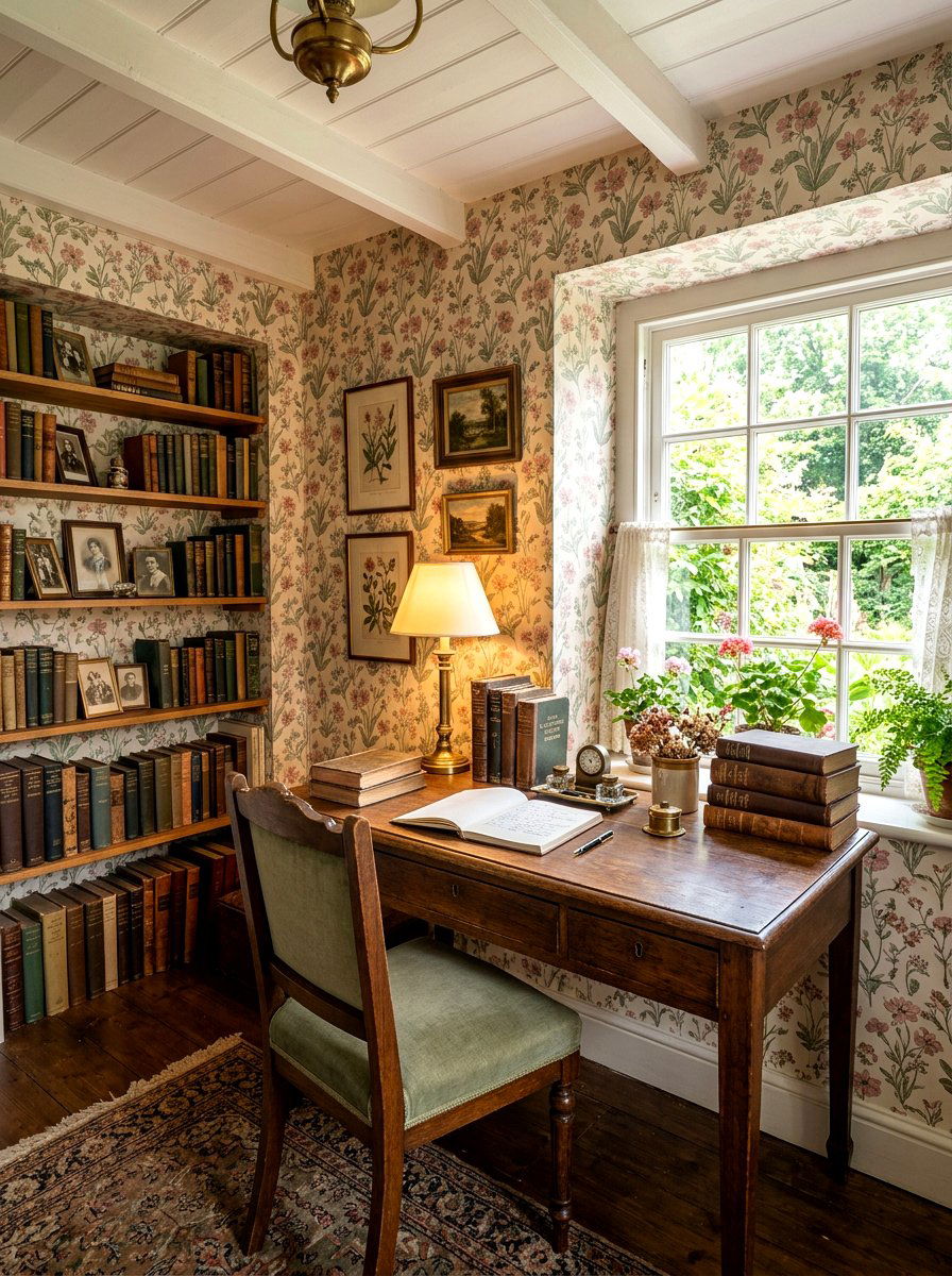 Vintage Floral Wallpaper - 30 office wallpaper ideas