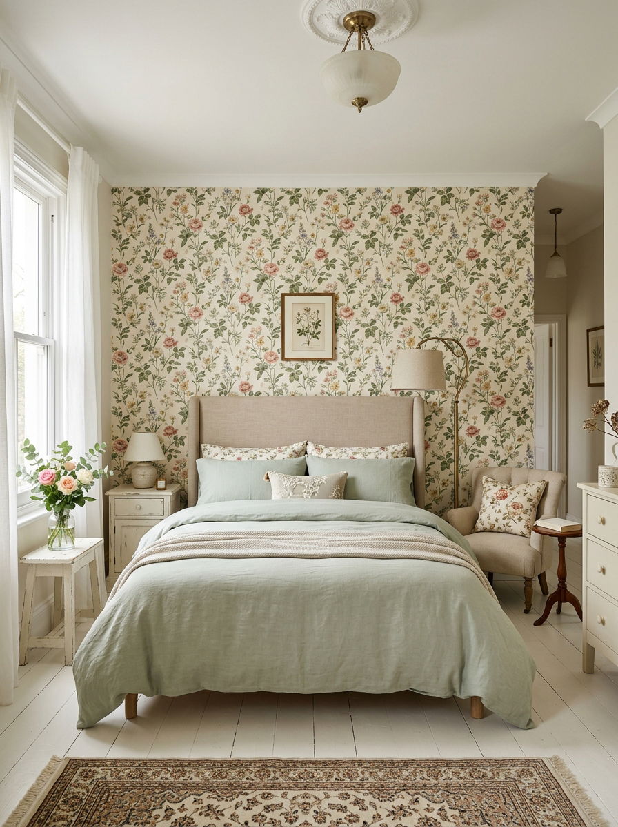 Vintage Floral Wallpaper Bedroom - 30 heirloom bedroom decor ideas