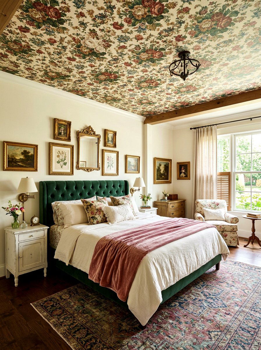 Vintage Floral Wallpaper Ceiling - 30 vintage floral ceiling ideas