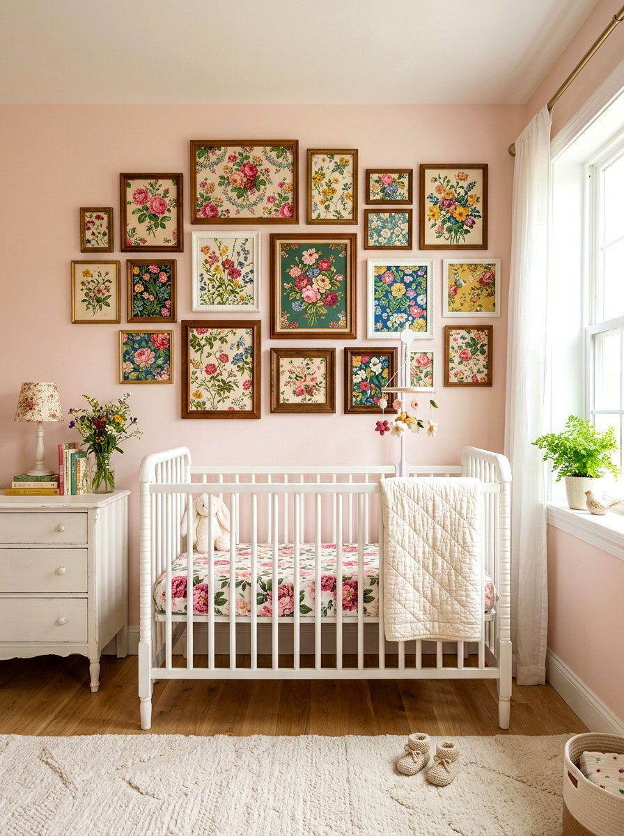 Vintage Floral Wallpaper Collage - 30 vintage collage wall ideas