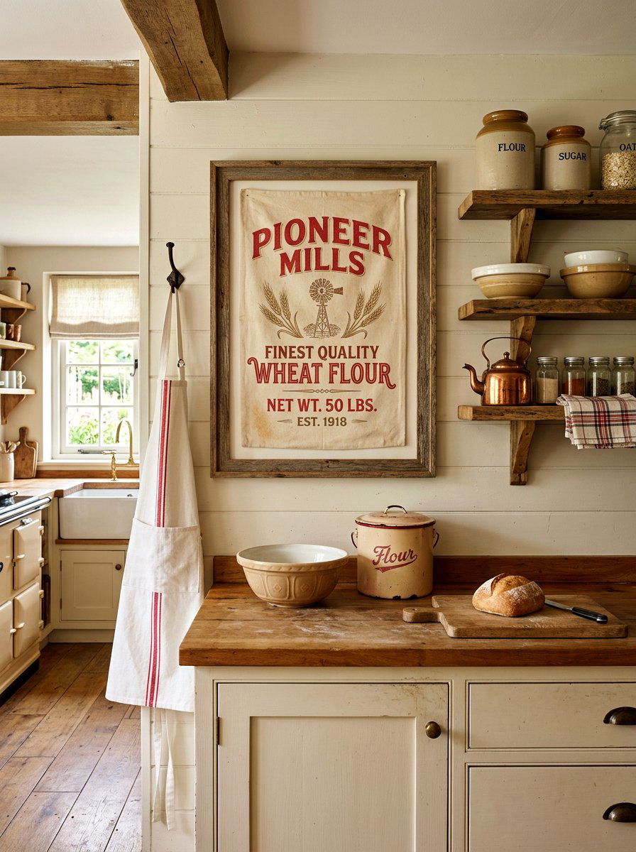 Vintage Flour Sack Wall Art - 30 framed textile wall ideas