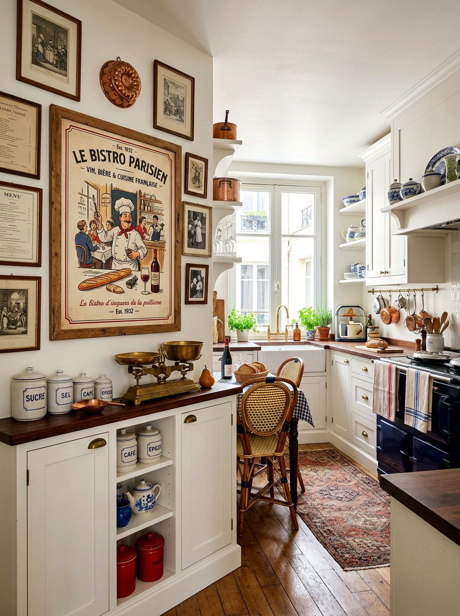 Vintage French Kitchen Poster - 30 Paris cafe kitchen ideas