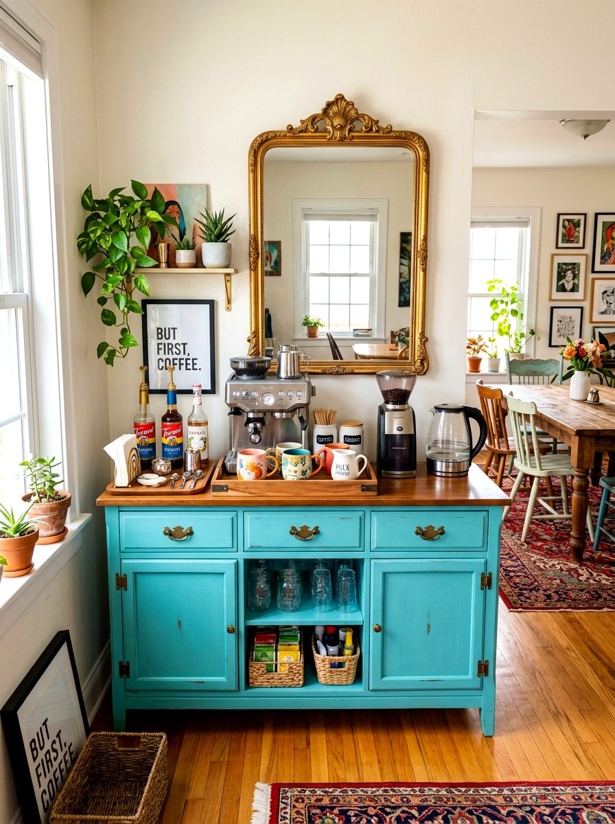 Vintage Furniture Drink Station - 30 beverage pantry ideas aesthetic
