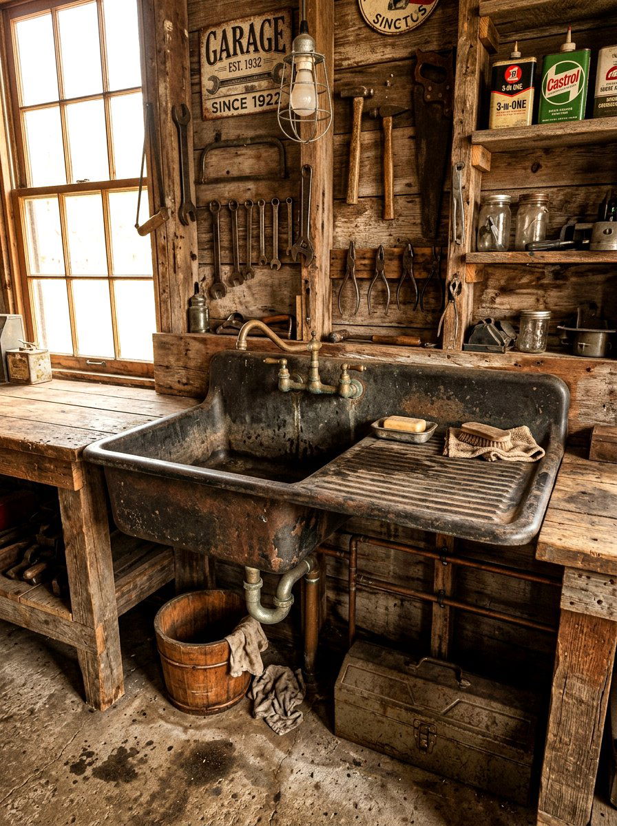 Vintage Garage Sink - 30 garage sink station ideas