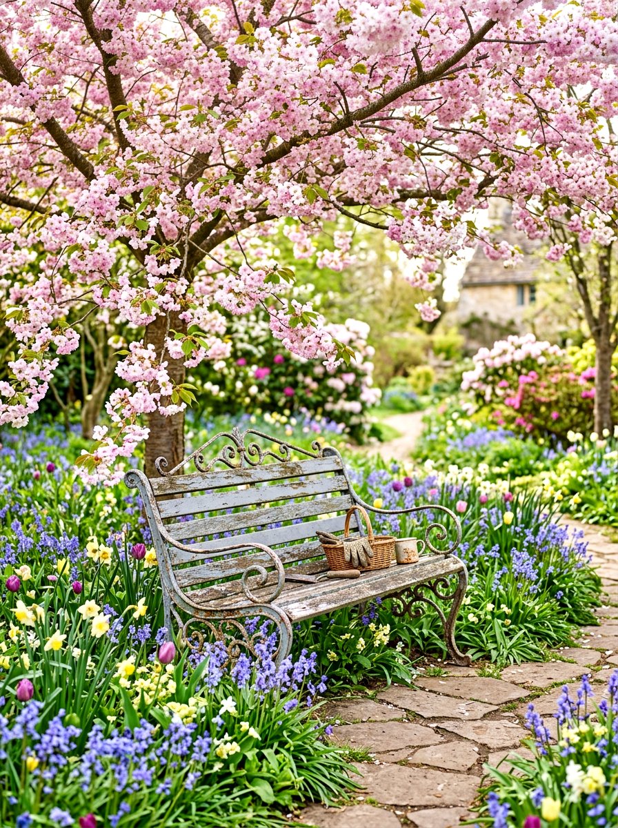 Vintage Garden Bench - 30 cottage backyard ideas