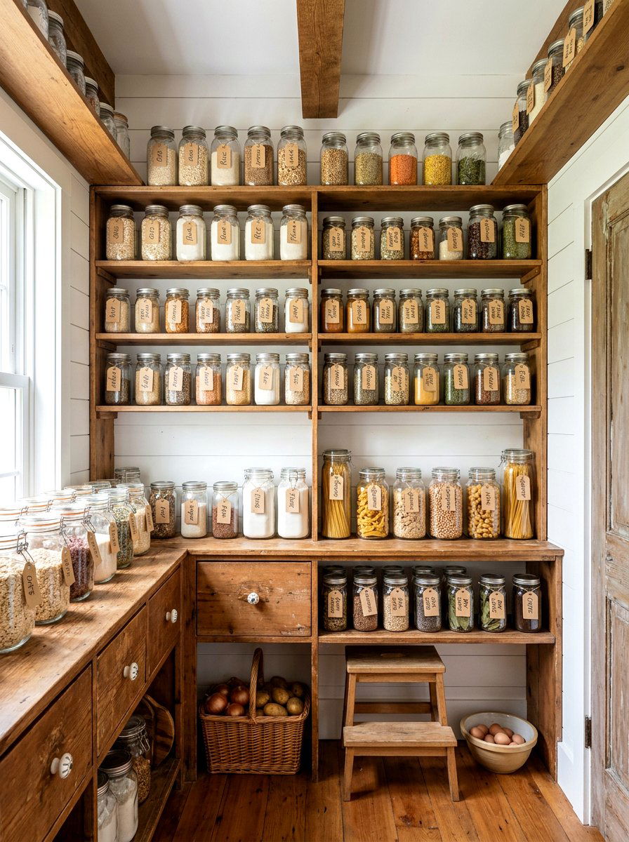 Vintage Glass Jars - 30 heirloom kitchen decor ideas