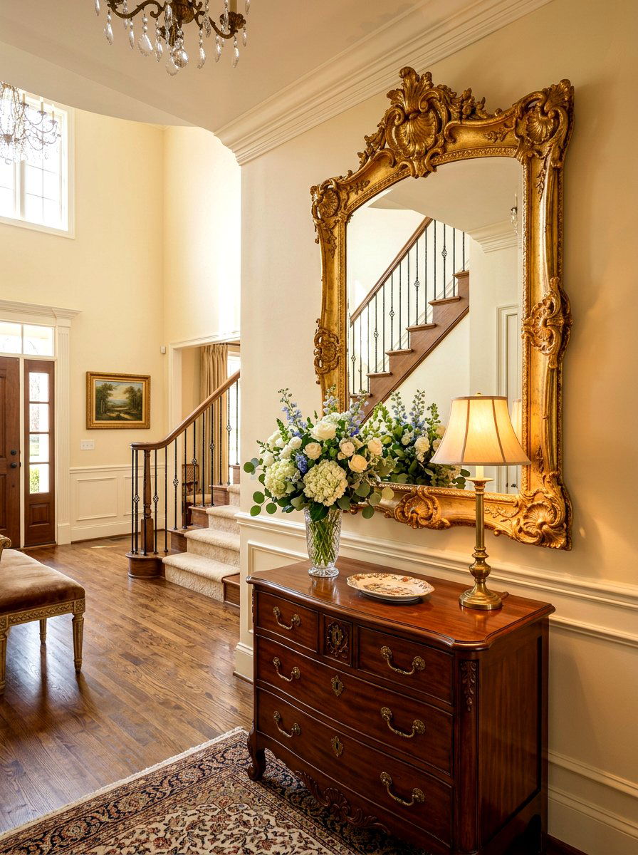 Vintage Gold Mirror - 30 entryway wall decor ideas