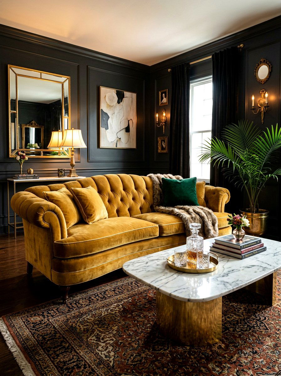Vintage Gold Velvet Sofa - 30 velvet sofa ideas