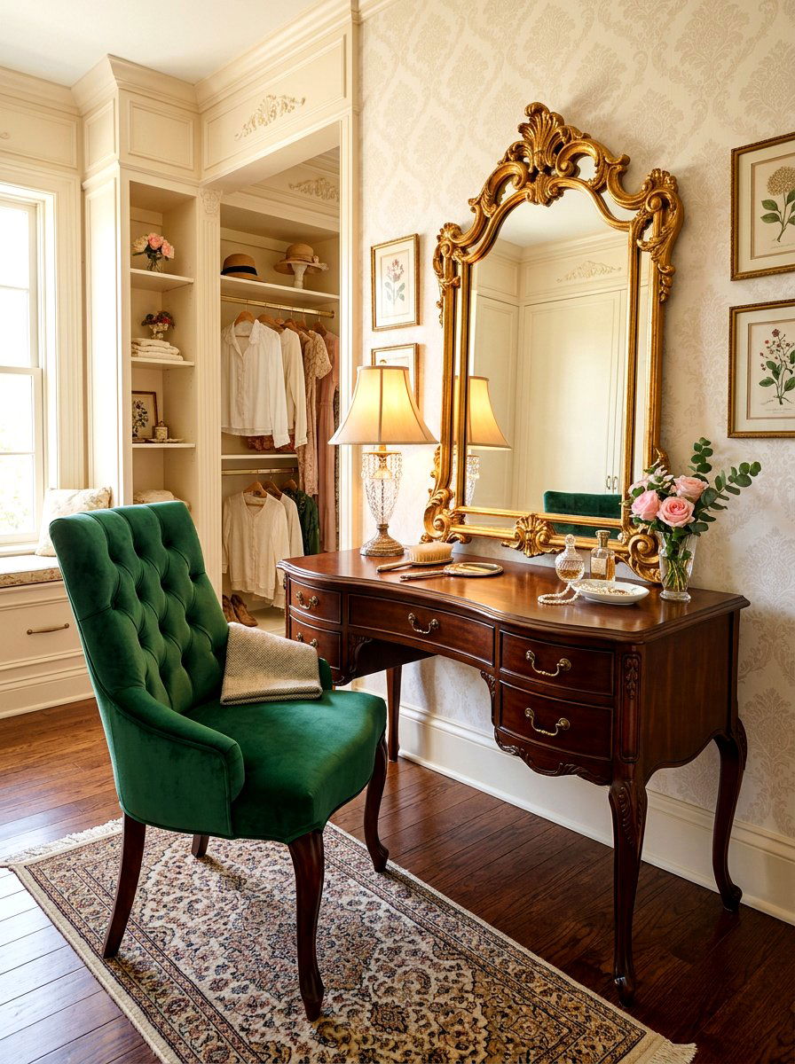 Vintage Inspired Closet Vanity - 30 walk in closet vanity ideas