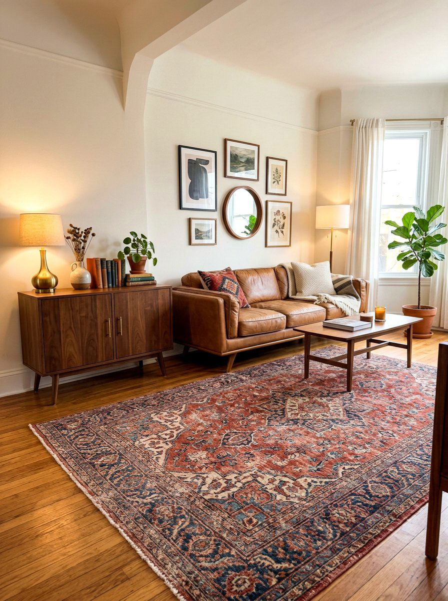 Vintage Inspired Rug - 30 editorial apartment decor ideas