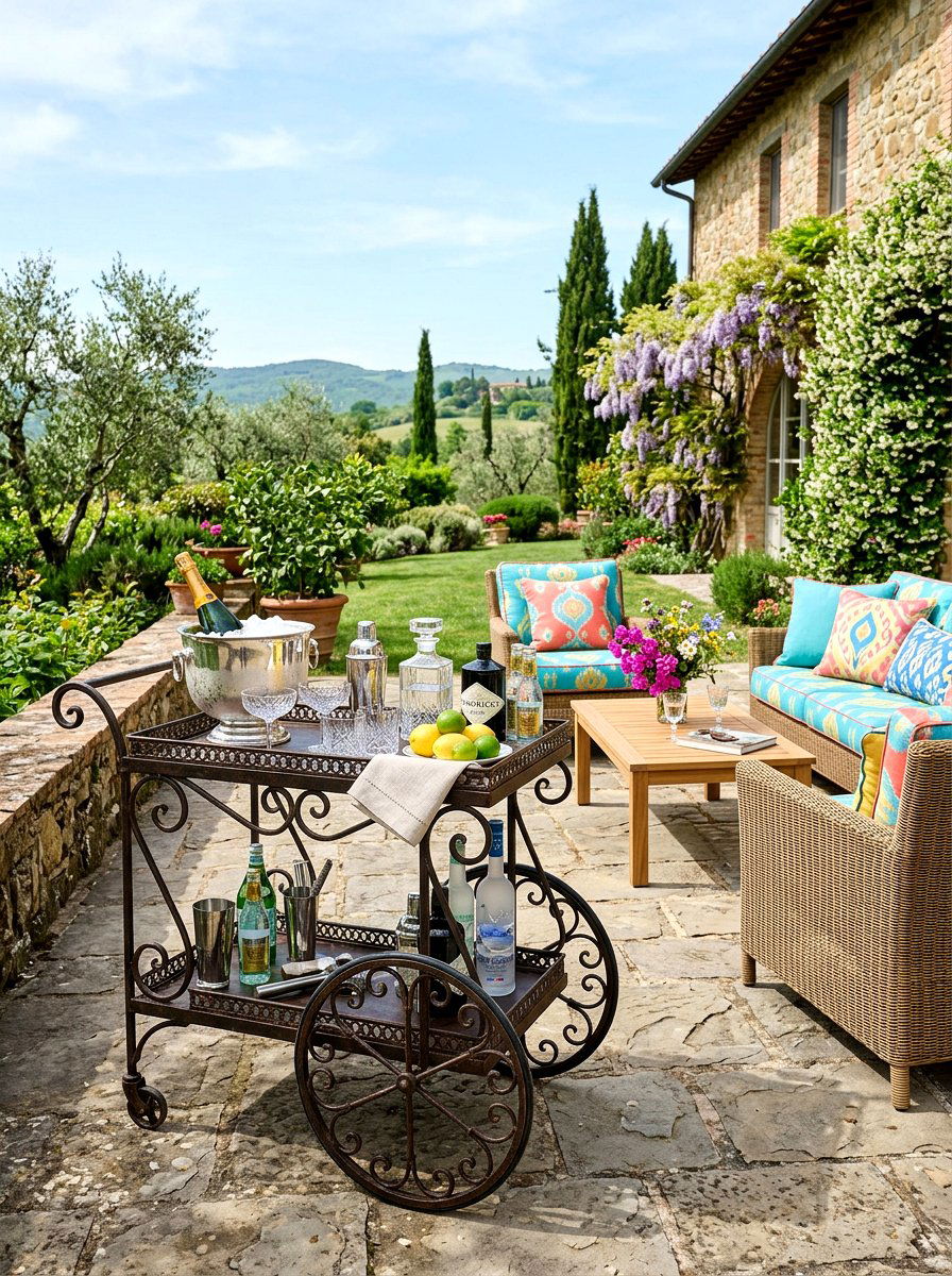 Vintage Iron Bar Cart - 30 vintage iron patio furniture ideas