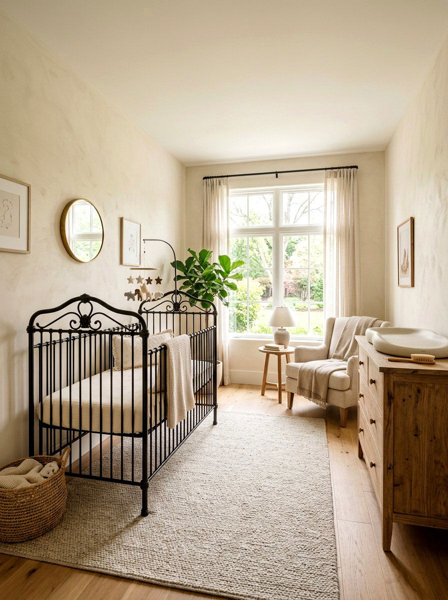 Vintage Iron Crib - 30 gender neutral heirloom nursery ideas