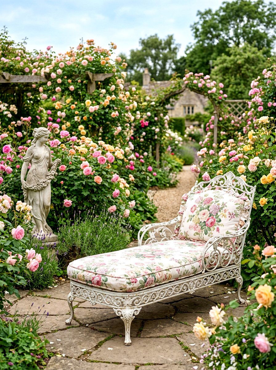 Vintage Iron Garden Chaise - 30 chaise lounge patio ideas