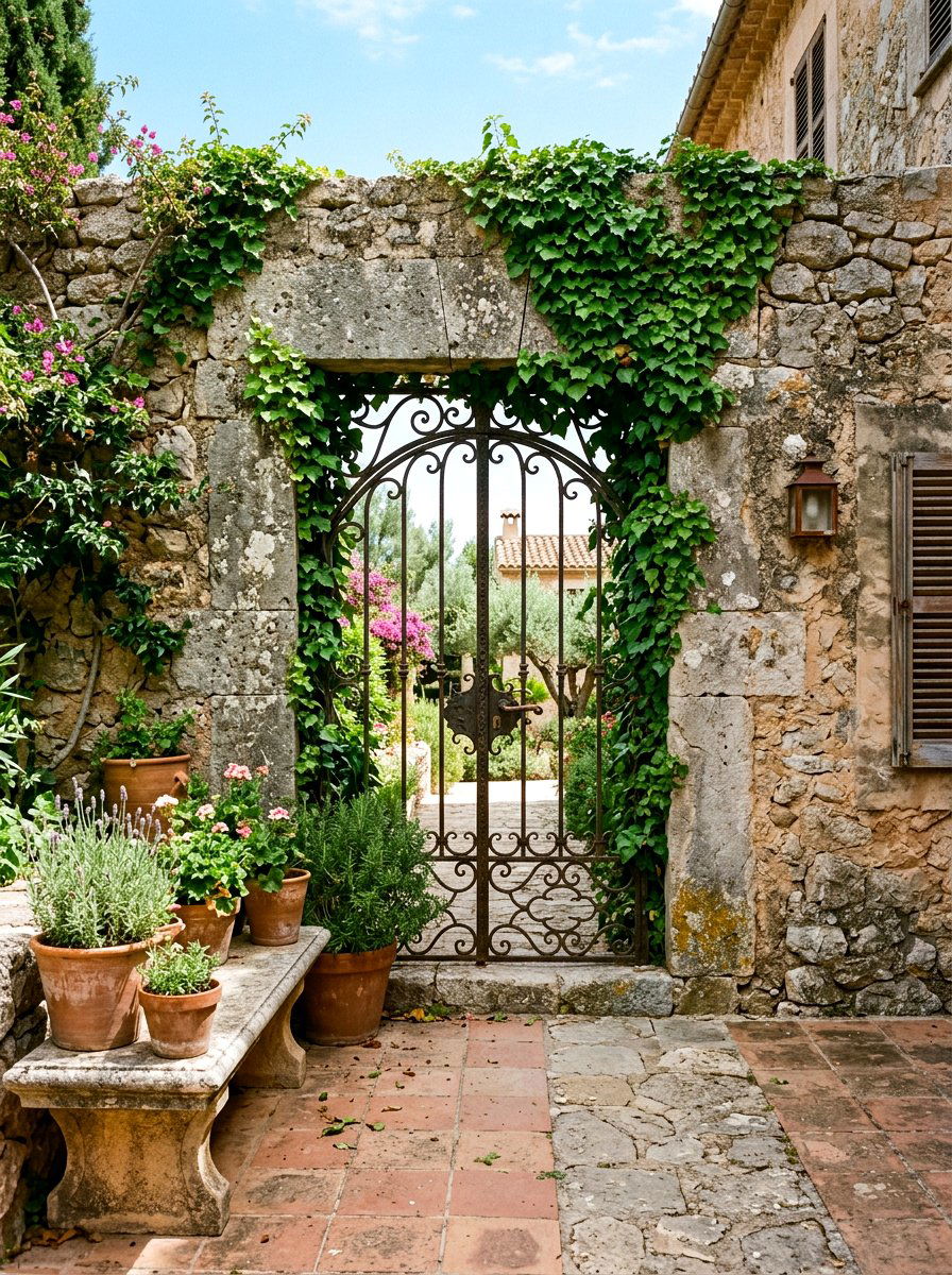 Vintage Iron Gate - 30 patio wall decor ideas