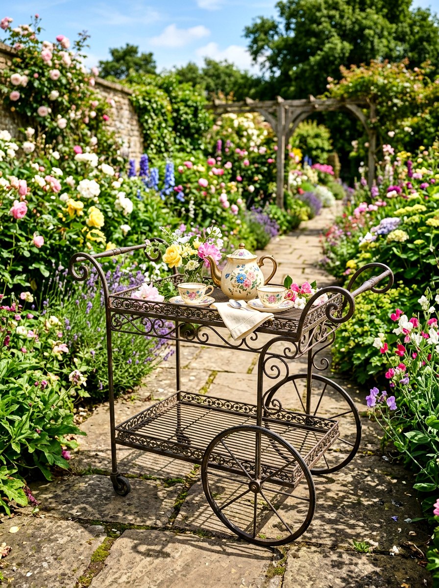 Vintage Iron Tea Cart - 30 vintage iron patio furniture ideas