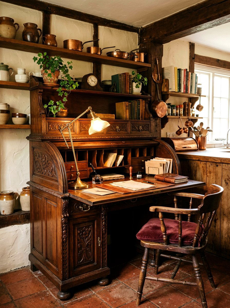 Vintage Kitchen Desk Setup - 30 kitchen desk nook ideas