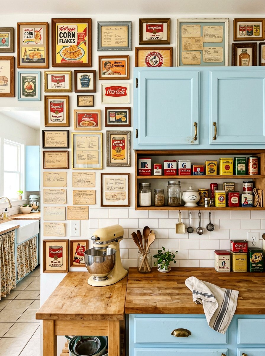 Vintage Kitchen Ephemera Wall - 30 vintage collage wall ideas
