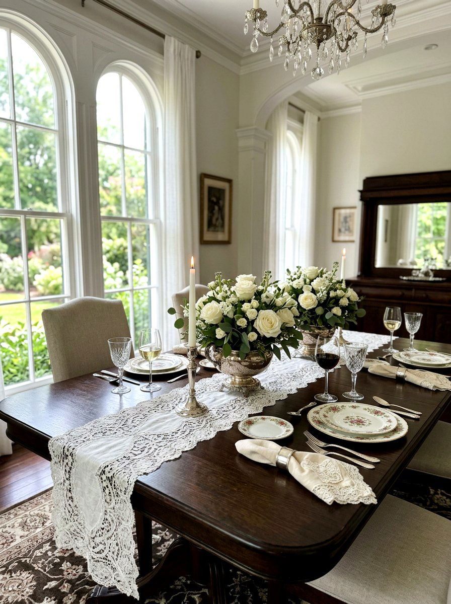 Vintage Lace Runner - 30 summer table setting ideas