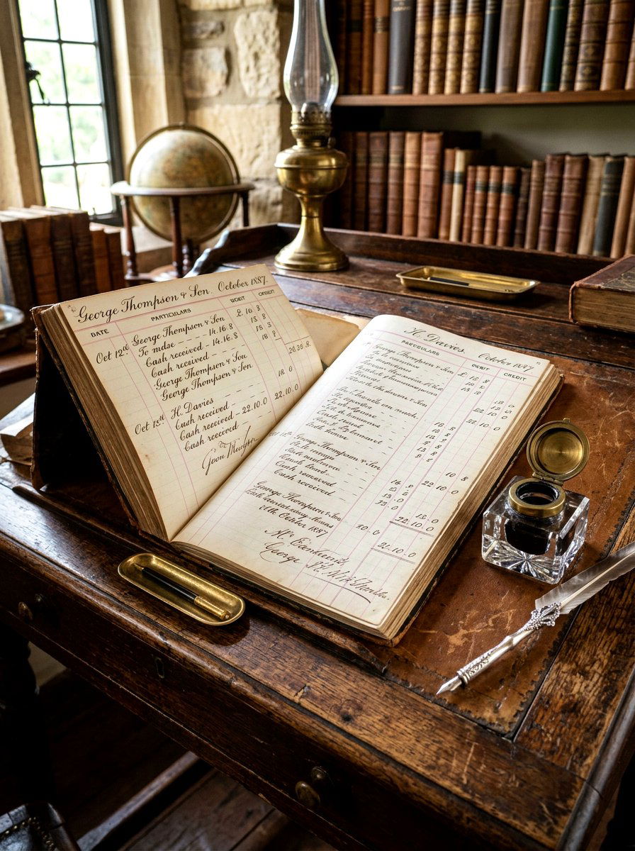 Vintage Ledger Book Display On Antique Slant Desk - 30 vintage book decor ideas