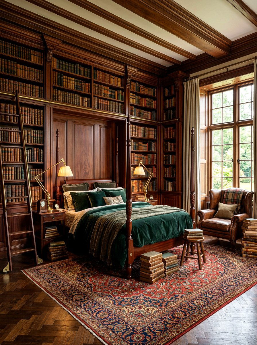 Vintage Library Bedroom - 30 dark academia bedroom ideas