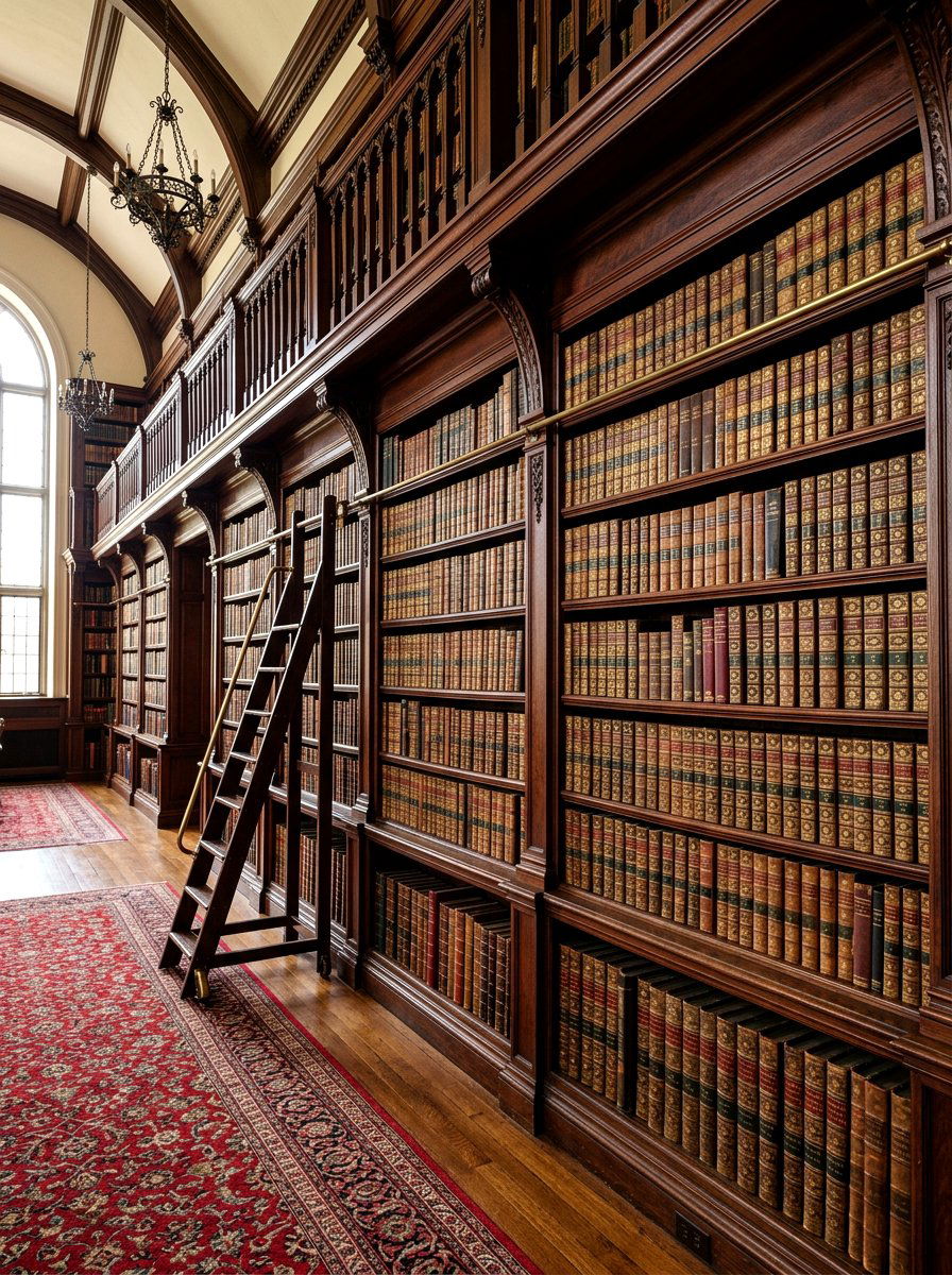 Vintage Library Wall With Leather Bound Books - 30 vintage book decor ideas