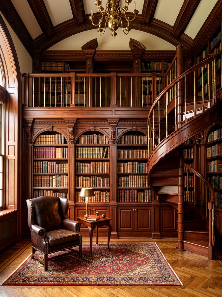 Vintage Library Wall - 30 bookshelf wall ideas