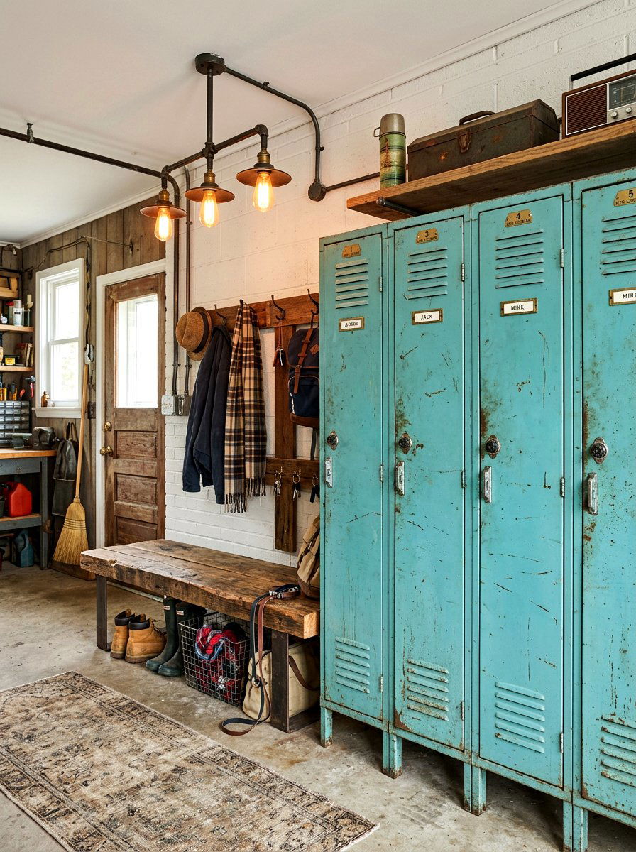 Vintage Locker Unit - 30 garage mudroom ideas