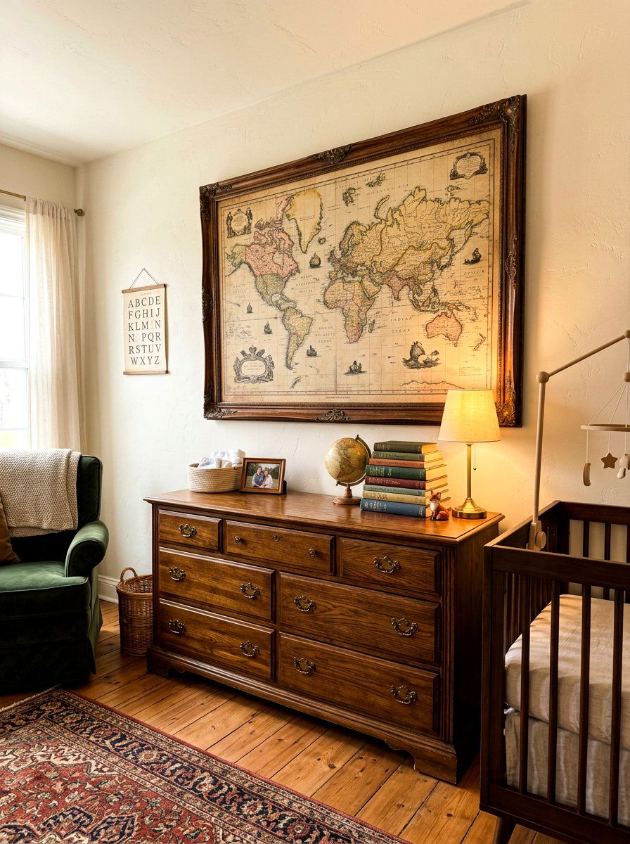 Vintage Map Decor - 30 gender neutral heirloom nursery ideas
