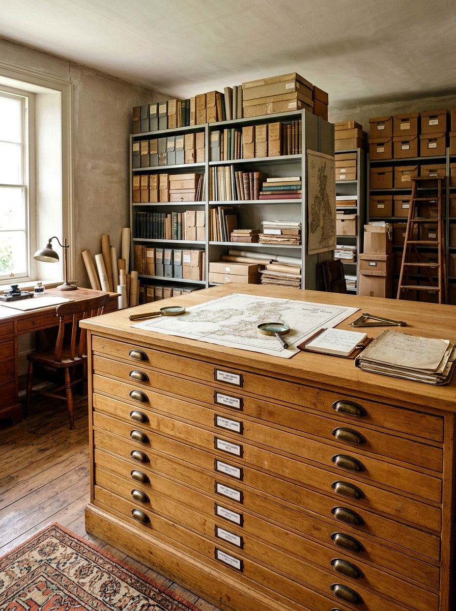 Vintage Map Drawer Storage - 30 archive room office ideas