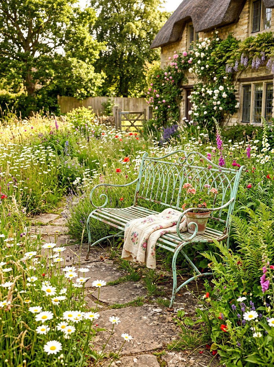 Vintage Metal Bench - 30 front yard bench ideas