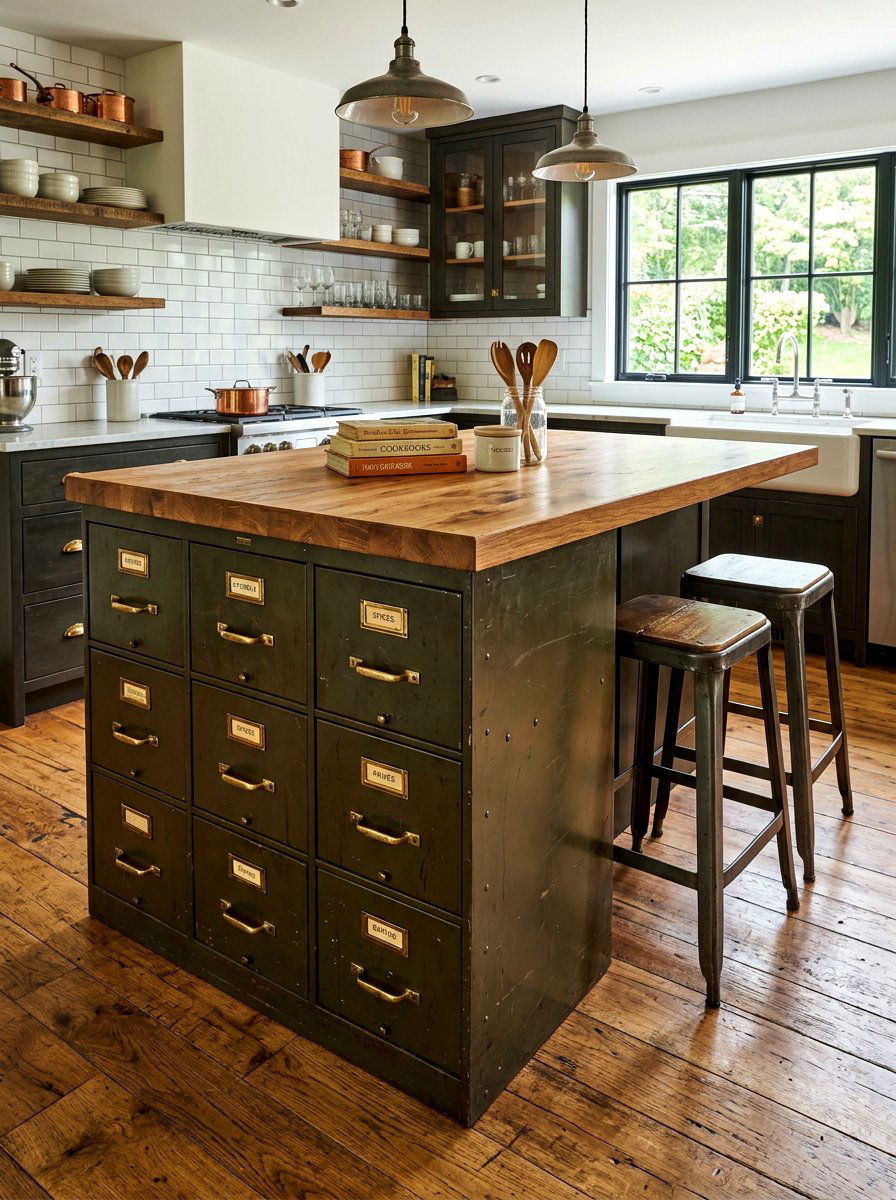 Vintage Metal Filing Cabinet Kitchen Island - 30 file drawer kitchen ideas