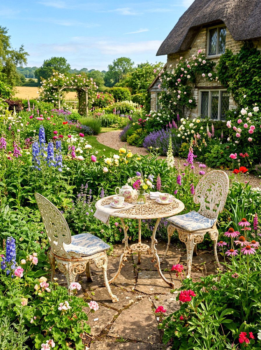 Vintage Metal Garden Furniture - 30 cottage garden ideas