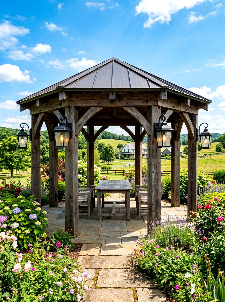 Vintage Metal Lantern Gazebo - 30 gazebo lighting ideas