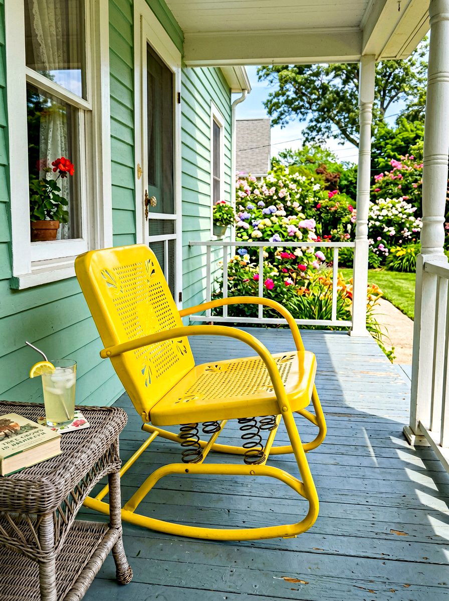 Vintage Metal Spring Rocking Chair - 30 porch rocking chair ideas