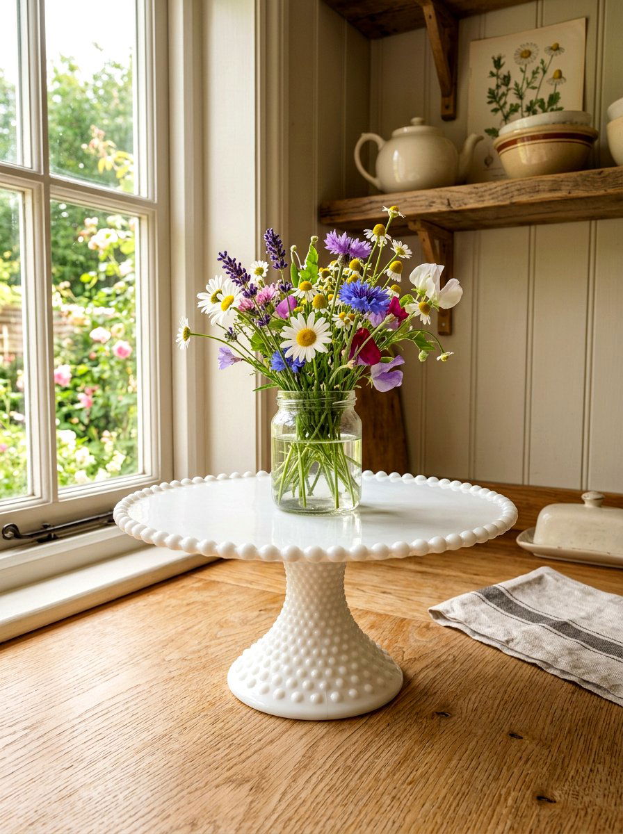 Vintage Milk Glass Cake Stand - 30 cake stand kitchen decor ideas