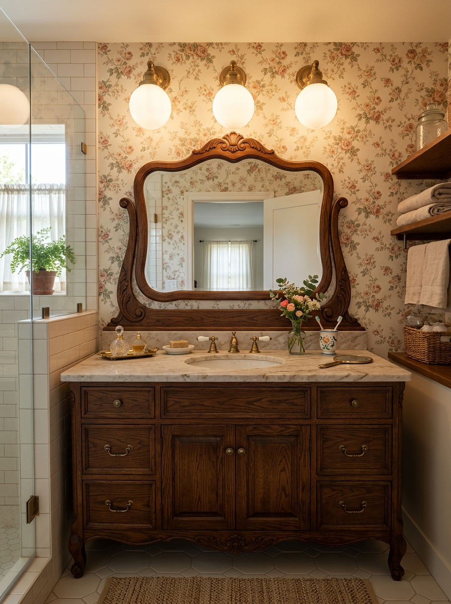 Vintage Milk Glass Globes - 30 vanity mirror lighting ideas