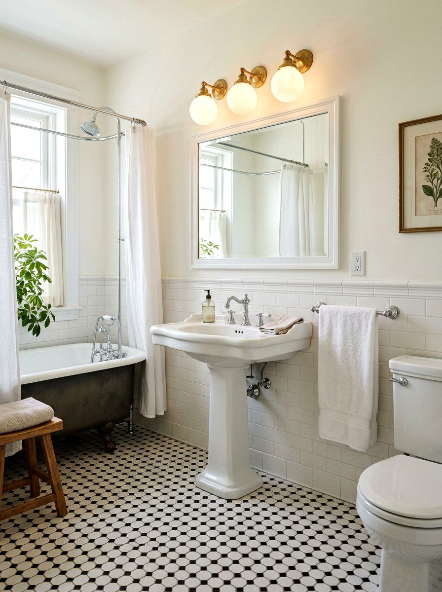 Vintage Milk Glass Shade - 30 bathroom lighting ideas