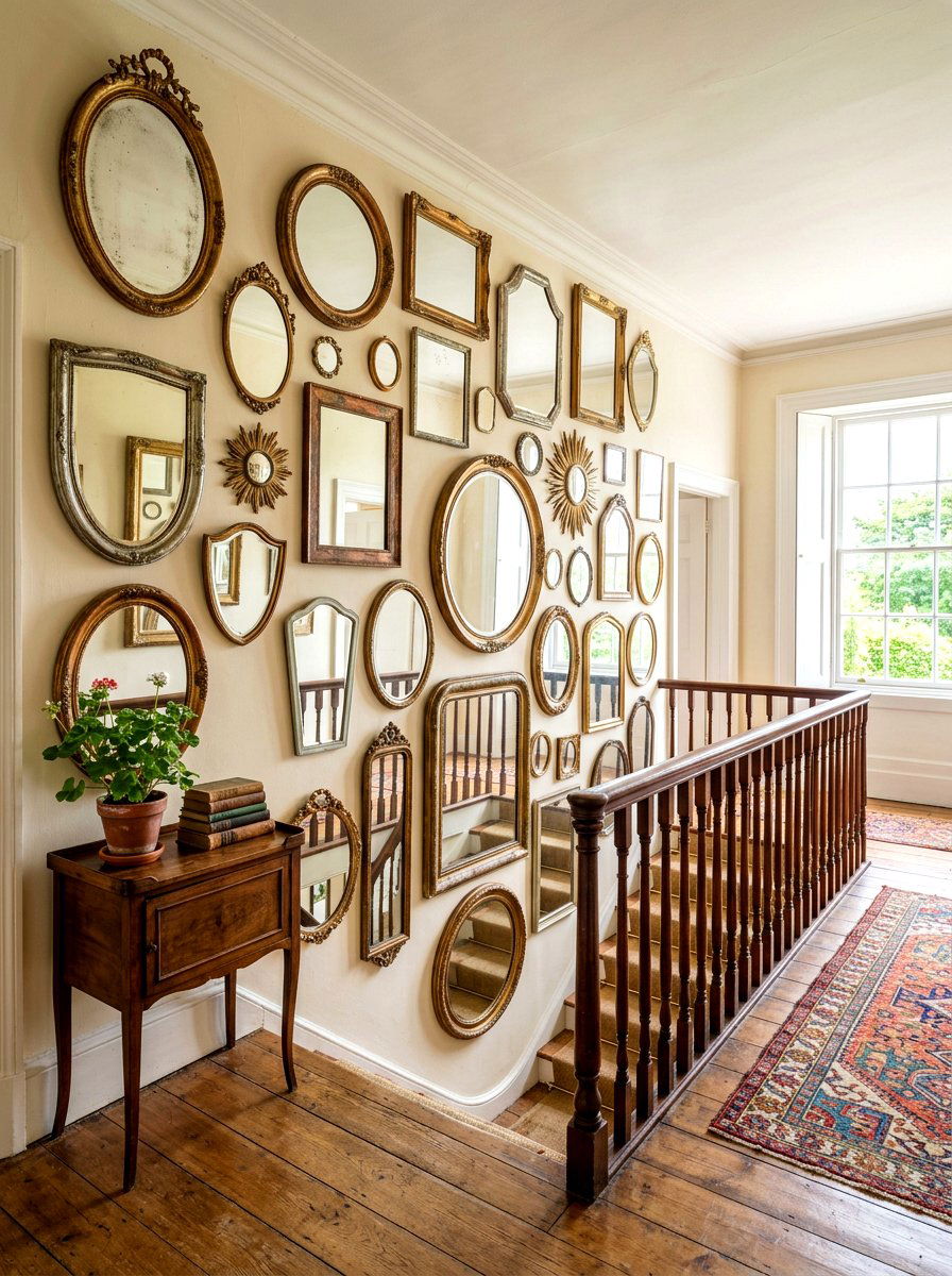 Vintage Mirror Gallery Landing - 30 stair landing gallery ideas