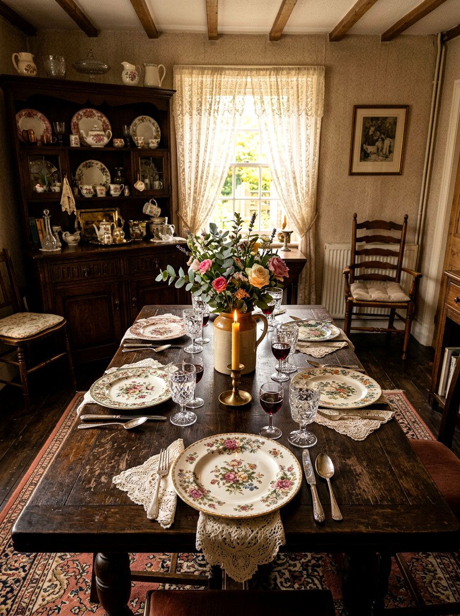 Vintage Mismatched Plates - 30 casual dinner table ideas