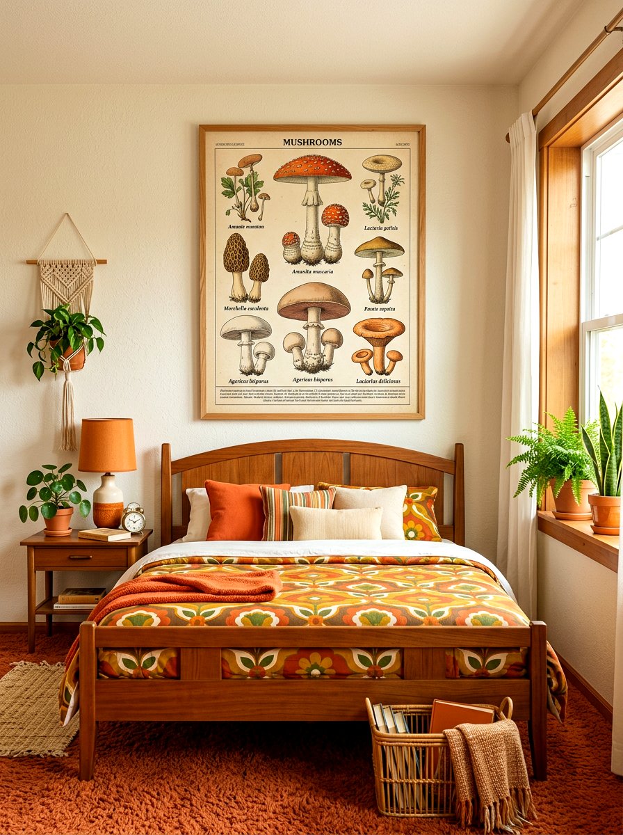 Vintage Mushroom Poster - 30 mushroom bedroom ideas