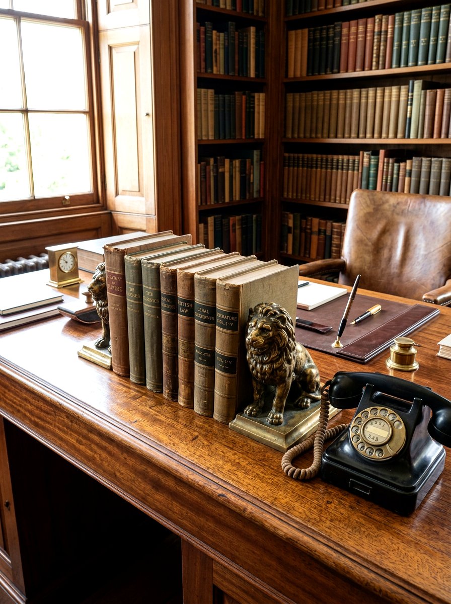 Vintage Office Desk With Antique Book Bookends - 30 vintage book decor ideas