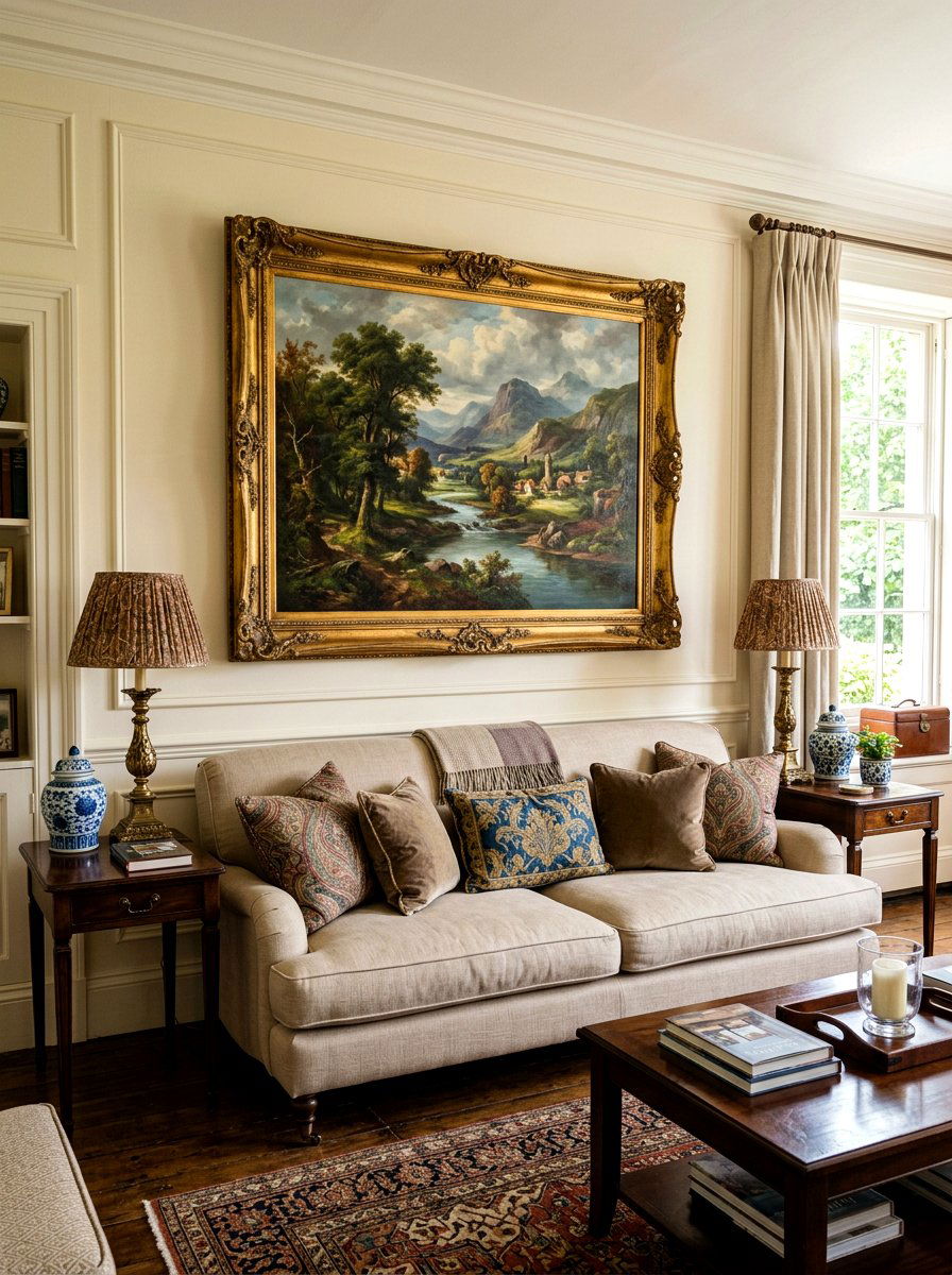 Vintage Oil Painting Living Room - 30 classic traditional living room ideas