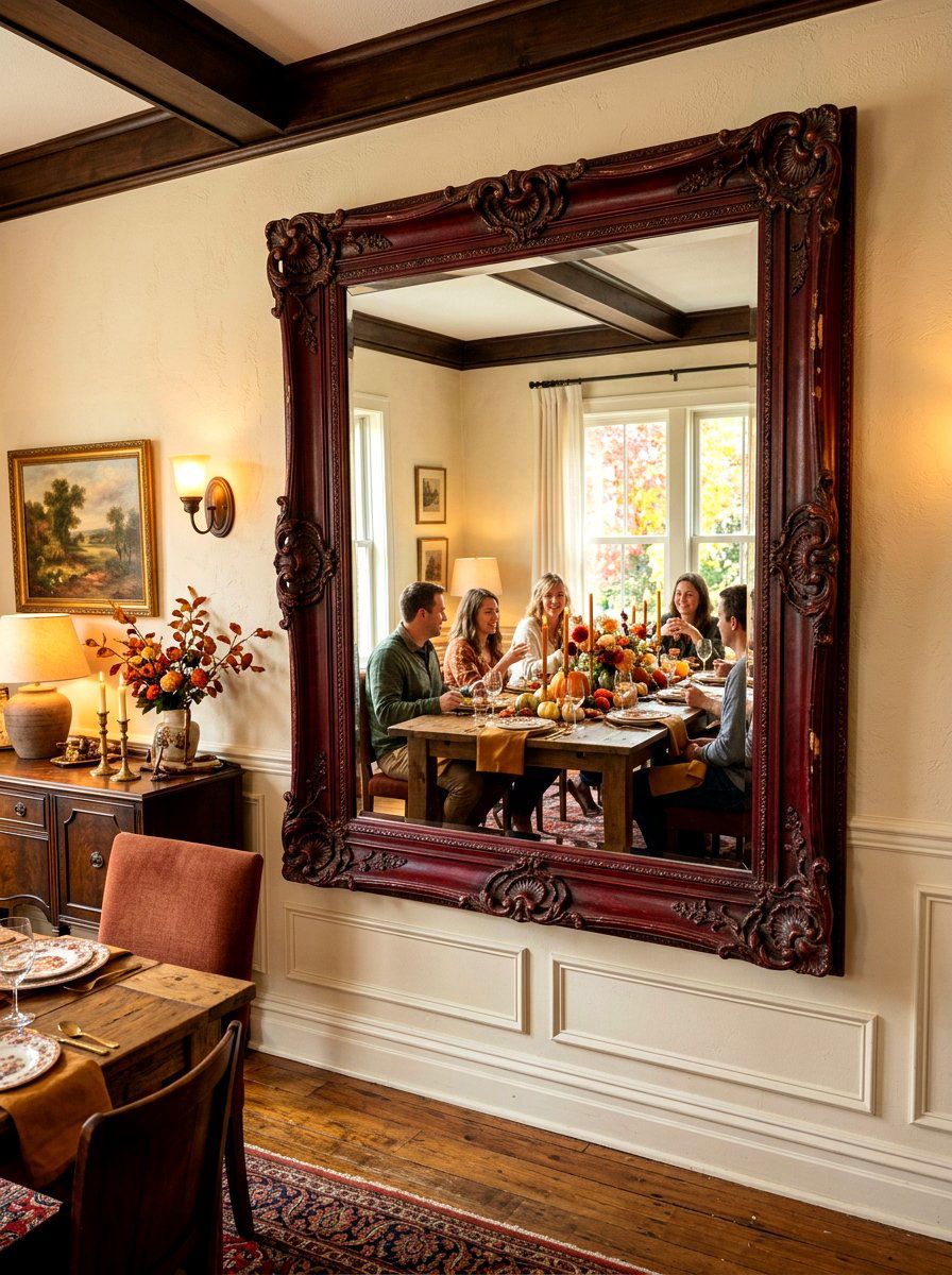 Vintage Oxblood Dining Mirrors - 30 oxblood fall dining room ideas