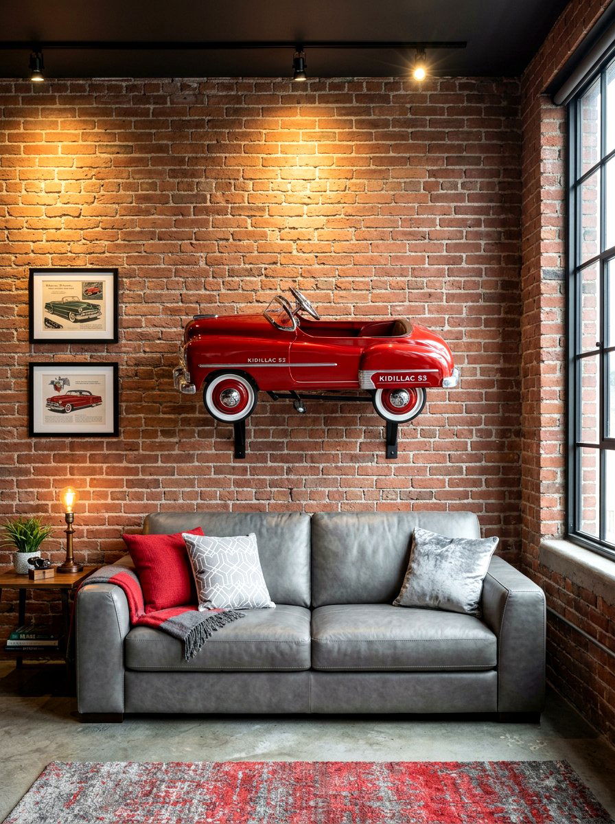 Vintage Pedal Car Wall Mount - 30 vintage toy decor ideas