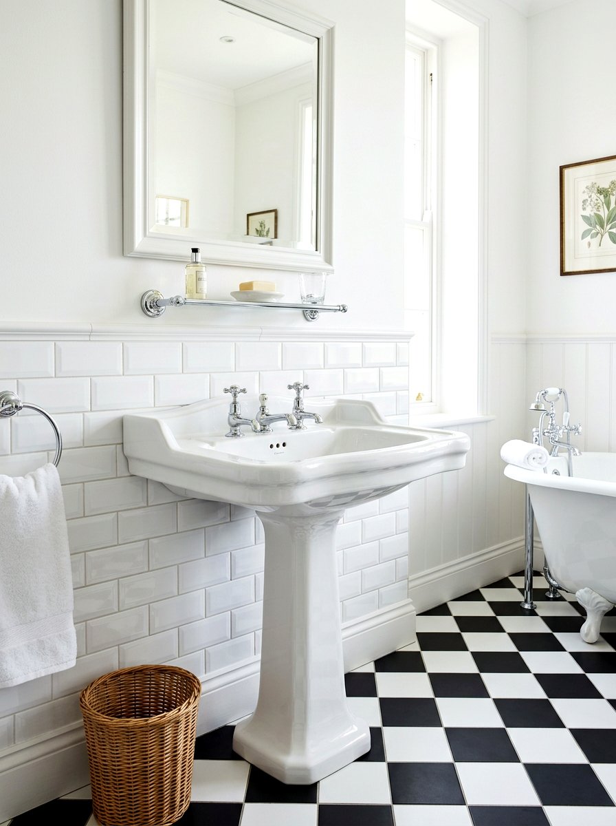 Vintage Pedestal Sink - 30 art deco bathroom ideas