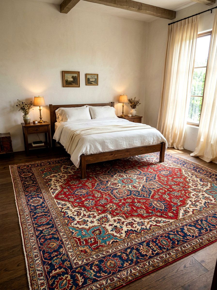 Vintage Persian Rug - 30 antique bedroom decor ideas